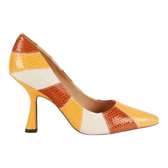 LN Sam Edelman Toni Snakeskin Embossed Colorblock Pumps Heels - 9 - Picture 2 of 16